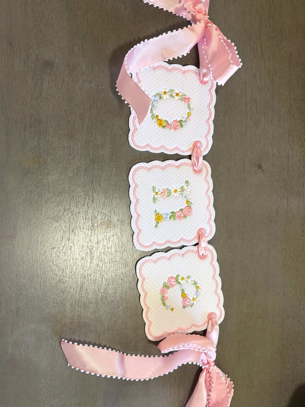 Pink Floral one high chair banner